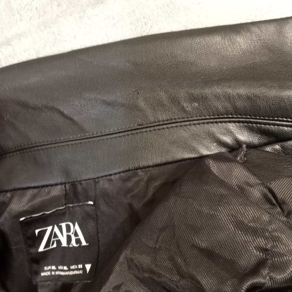 Zara Women's Black Faux Leather Blazer Jacket Size Medium - Picture 15 of 16